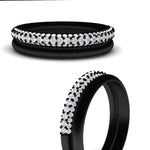 Load image into Gallery viewer, 3 Row 0.53 Ct Diamond Wedding Ring with Plain Band 14K Gold
