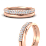Load image into Gallery viewer, 3 Row 0.53 Ct Diamond Wedding Ring with Plain Band 14K Gold
