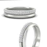 Load image into Gallery viewer, 3 Row 0.53 Ct Diamond Wedding Ring with Plain Band 14K Gold
