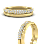 Load image into Gallery viewer, 3 Row 0.53 Ct Diamond Wedding Ring with Plain Band 14K Gold
