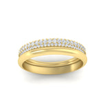 Load image into Gallery viewer, 3 Row 0.53 Ct Diamond Wedding Ring with Plain Band 14K Gold
