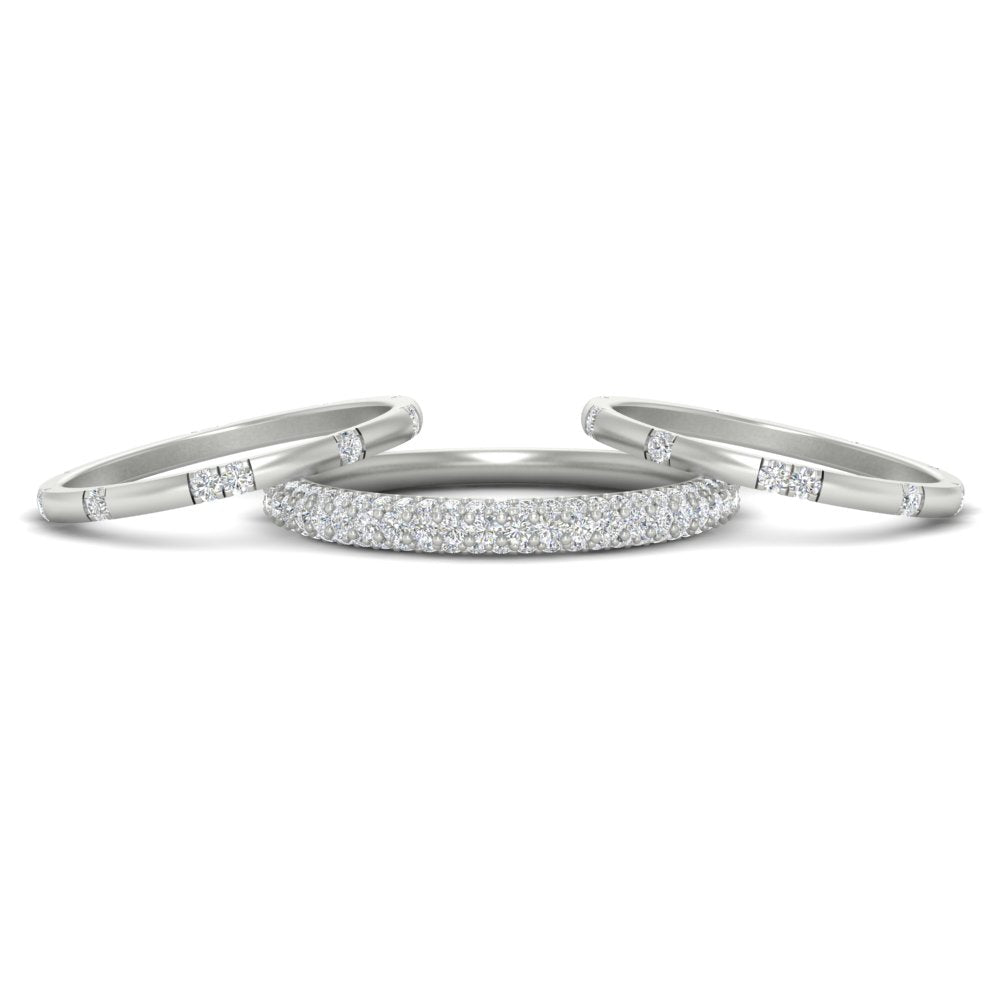 0.69 Ct. Trio of Round Diamond Stackable Band 14K Gold