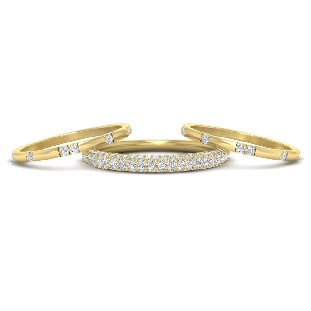 0.69 Ct. Trio of Round Diamond Stackable Band 14K Gold