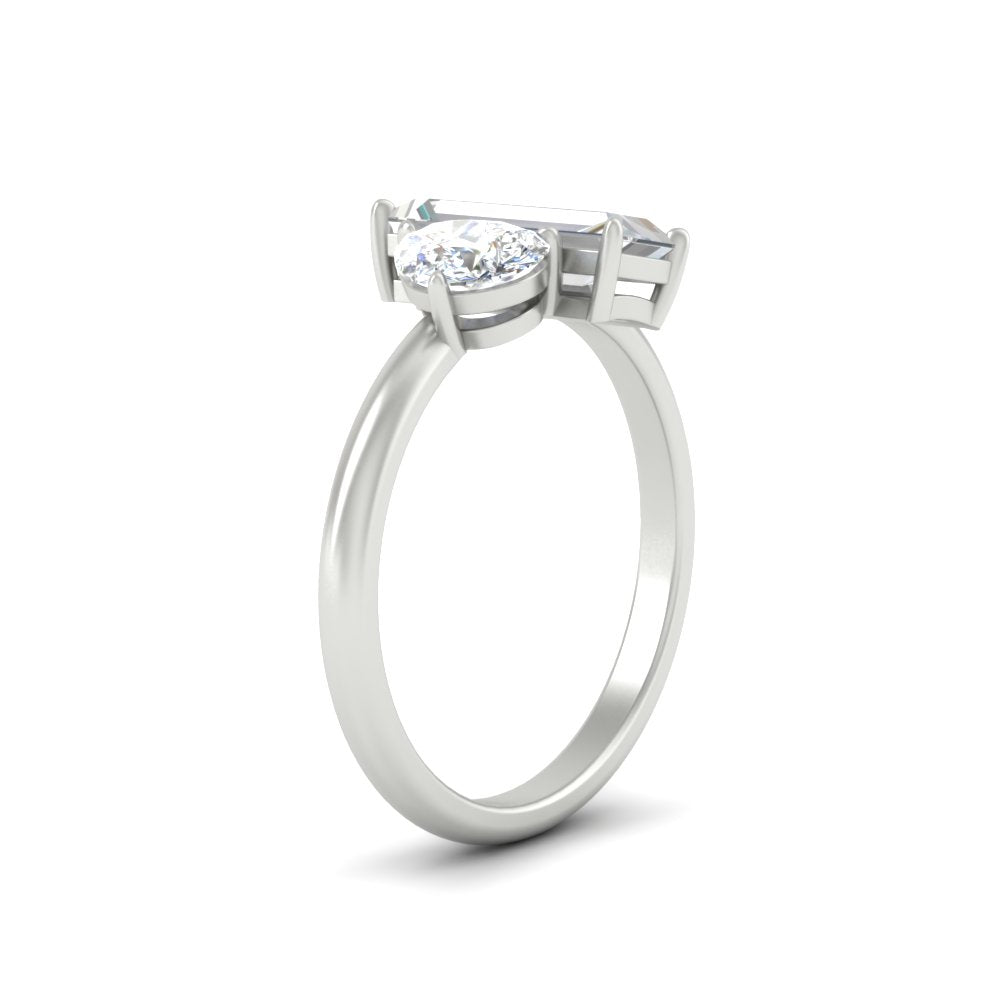 4.25 Ct. Pear And Straight Baguette Lab Diamond 2 Stone Ring 14K Gold