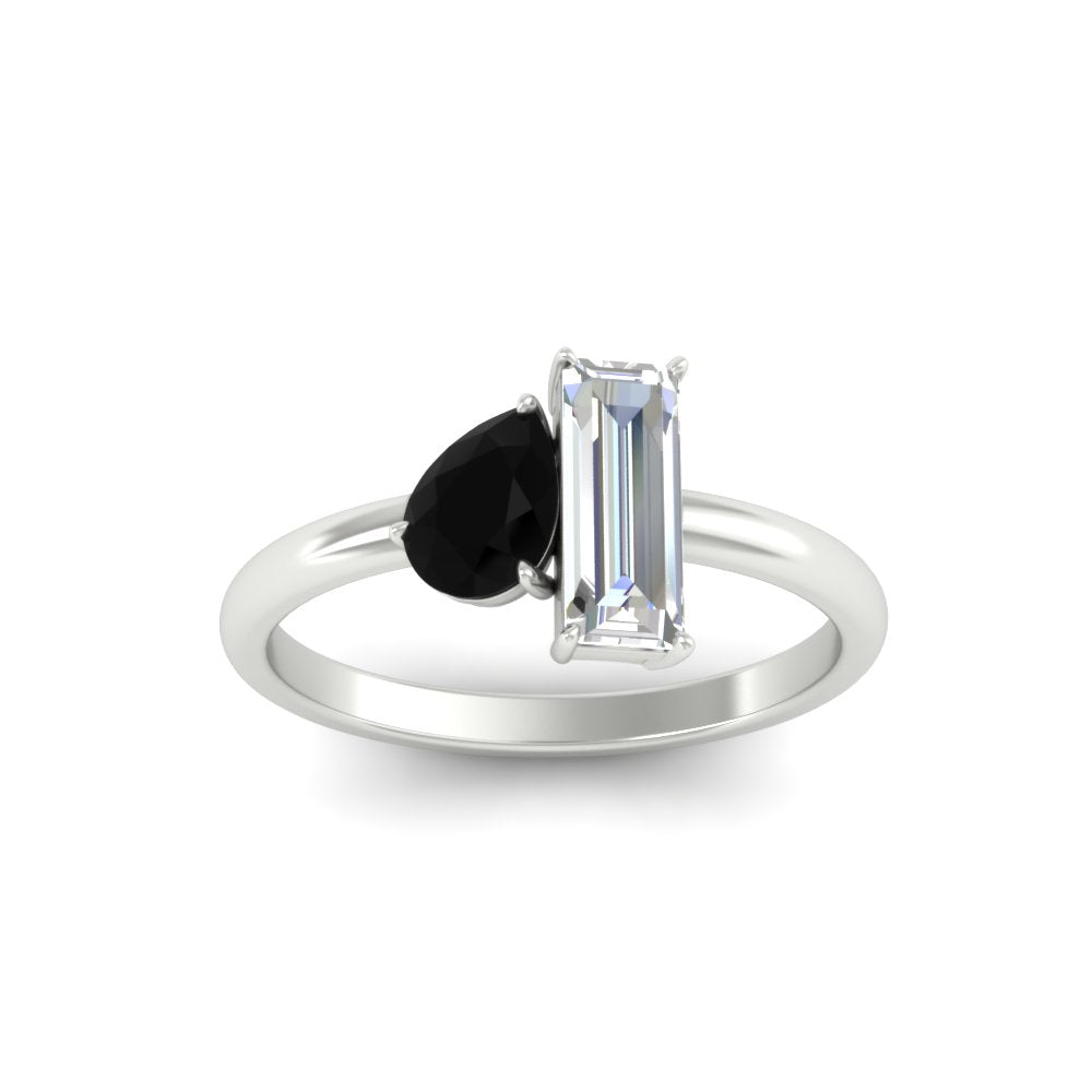 4.25 Ct. Pear And Straight Baguette Lab Diamond 2 Stone Ring 14K Gold