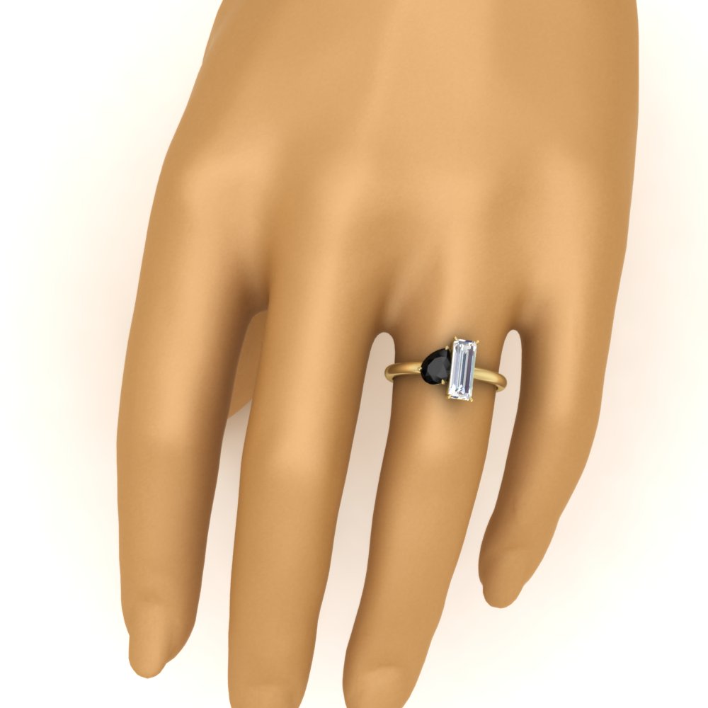 4.25 Ct. Pear And Straight Baguette Lab Diamond 2 Stone Ring 14K Gold