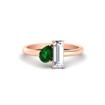 Load image into Gallery viewer, 4.25 Ct. Pear And Straight Baguette Lab Diamond 2 Stone Ring 14K Gold
