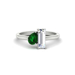 Load image into Gallery viewer, 4.25 Ct. Pear And Straight Baguette Lab Diamond 2 Stone Ring 14K Gold
