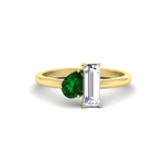 Load image into Gallery viewer, 4.25 Ct. Pear And Straight Baguette Lab Diamond 2 Stone Ring 14K Gold
