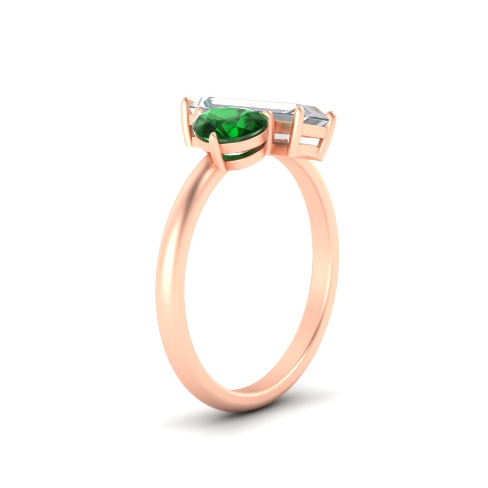 4.25 Ct. Pear And Straight Baguette Lab Diamond 2 Stone Ring 14K Gold