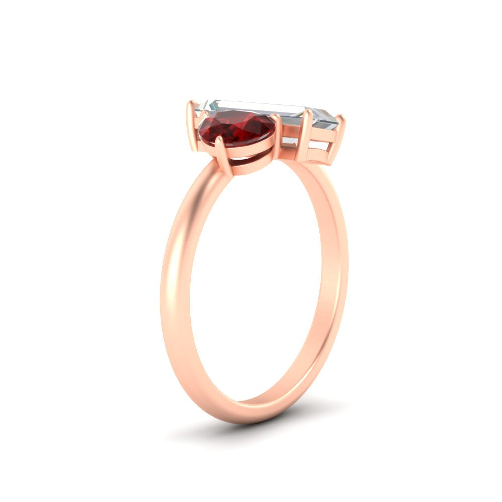 4.25 Ct. Pear And Straight Baguette Lab Diamond 2 Stone Ring 14K Gold