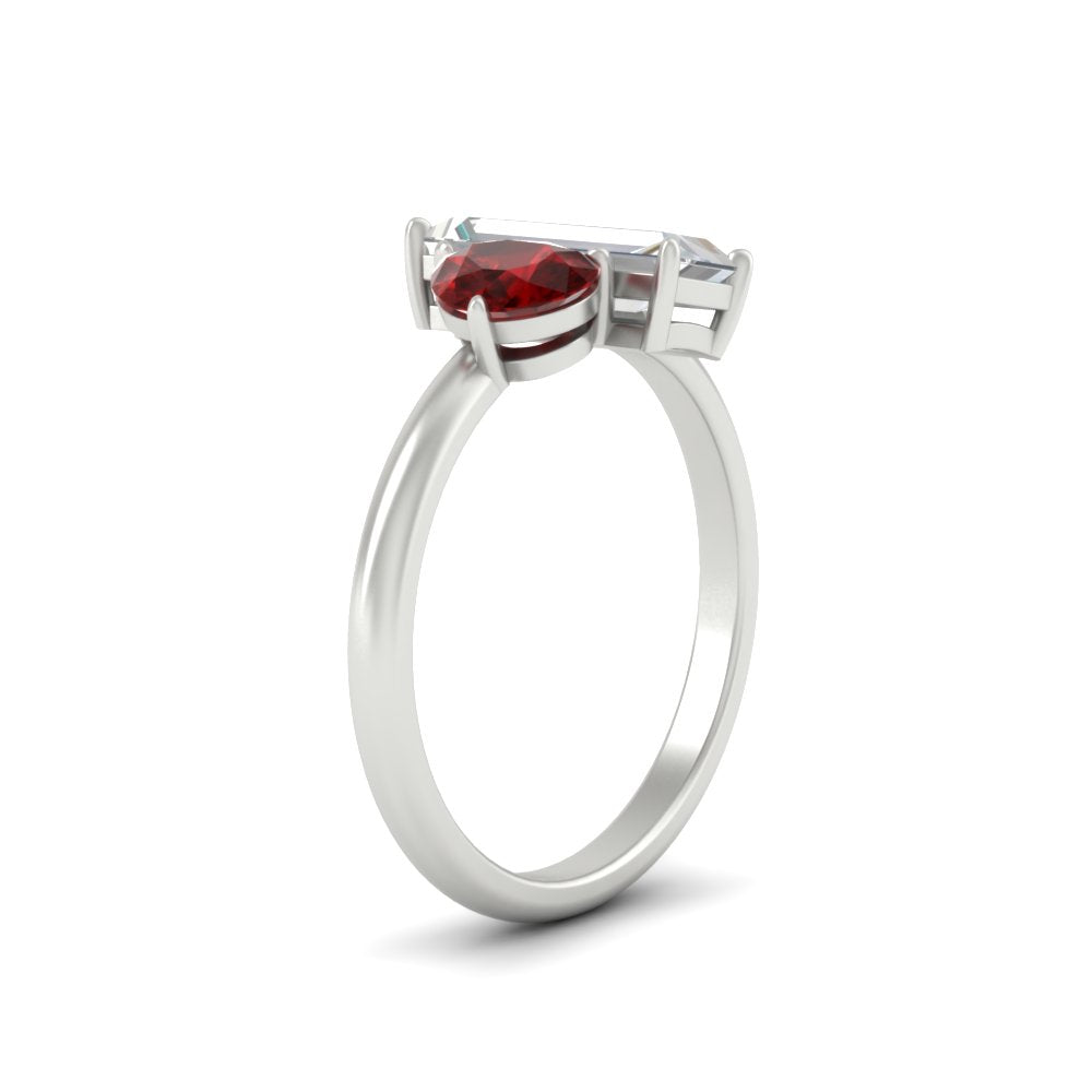 4.25 Ct. Pear And Straight Baguette Lab Diamond 2 Stone Ring 14K Gold