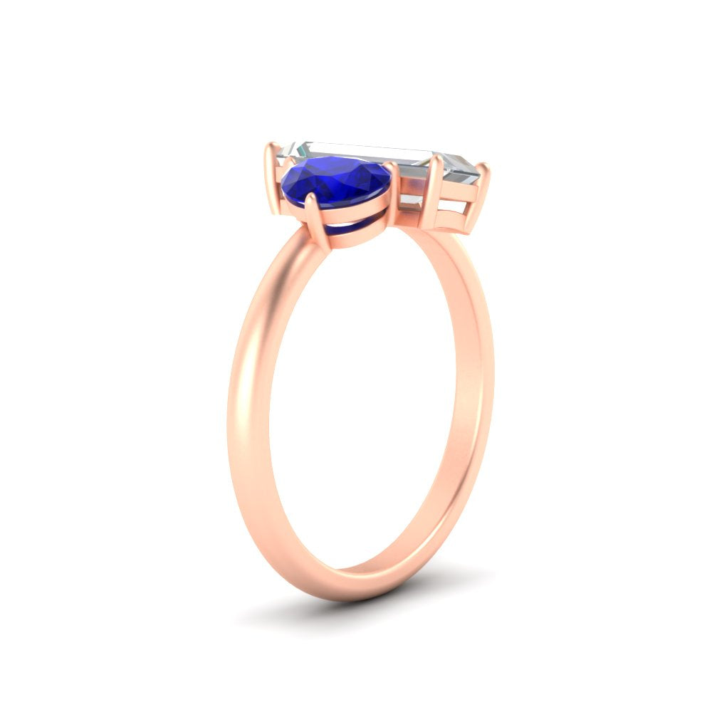 4.25 Ct. Pear And Straight Baguette Lab Diamond 2 Stone Ring 14K Gold