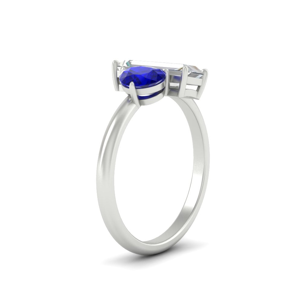 4.25 Ct. Pear And Straight Baguette Lab Diamond 2 Stone Ring 14K Gold