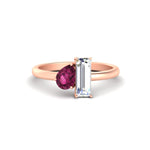 Load image into Gallery viewer, 4.25 Ct. Pear And Straight Baguette Lab Diamond 2 Stone Ring 14K Gold
