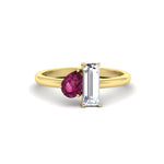 Load image into Gallery viewer, 4.25 Ct. Pear And Straight Baguette Lab Diamond 2 Stone Ring 14K Gold
