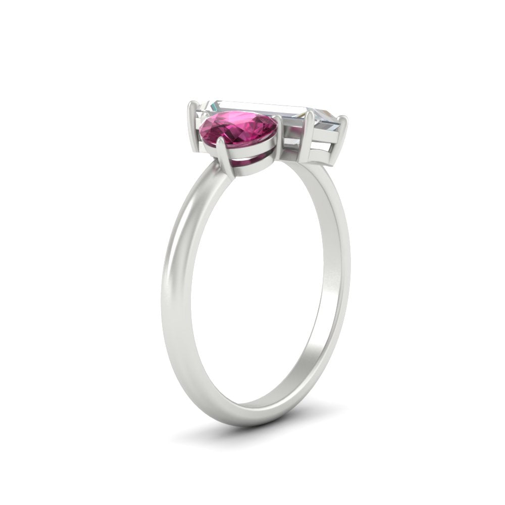 4.25 Ct. Pear And Straight Baguette Lab Diamond 2 Stone Ring 14K Gold