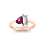 Load image into Gallery viewer, 4.25 Ct. Pear And Straight Baguette Lab Diamond 2 Stone Ring 14K Gold
