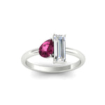 Load image into Gallery viewer, 4.25 Ct. Pear And Straight Baguette Lab Diamond 2 Stone Ring 14K Gold

