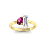 Load image into Gallery viewer, 4.25 Ct. Pear And Straight Baguette Lab Diamond 2 Stone Ring 14K Gold
