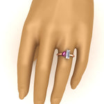 Load image into Gallery viewer, 4.25 Ct. Pear And Straight Baguette Lab Diamond 2 Stone Ring 14K Gold
