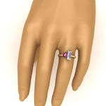Load image into Gallery viewer, 4.25 Ct. Pear And Straight Baguette Lab Diamond 2 Stone Ring 14K Gold
