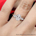Load image into Gallery viewer, Lab diamond 3 Stone Cathedral Engagement Rings 14K Gold
