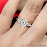 Load image into Gallery viewer, Lab diamond 3 Stone Cathedral Engagement Rings 14K Gold
