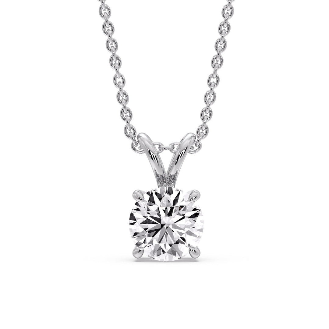 Fancy Lab Round Cut Colored Diamond Solitaire Pendant