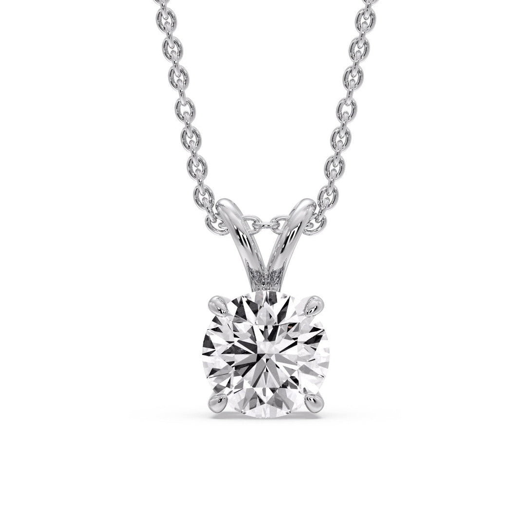 Fancy Lab Round Cut Colored Diamond Solitaire Pendant