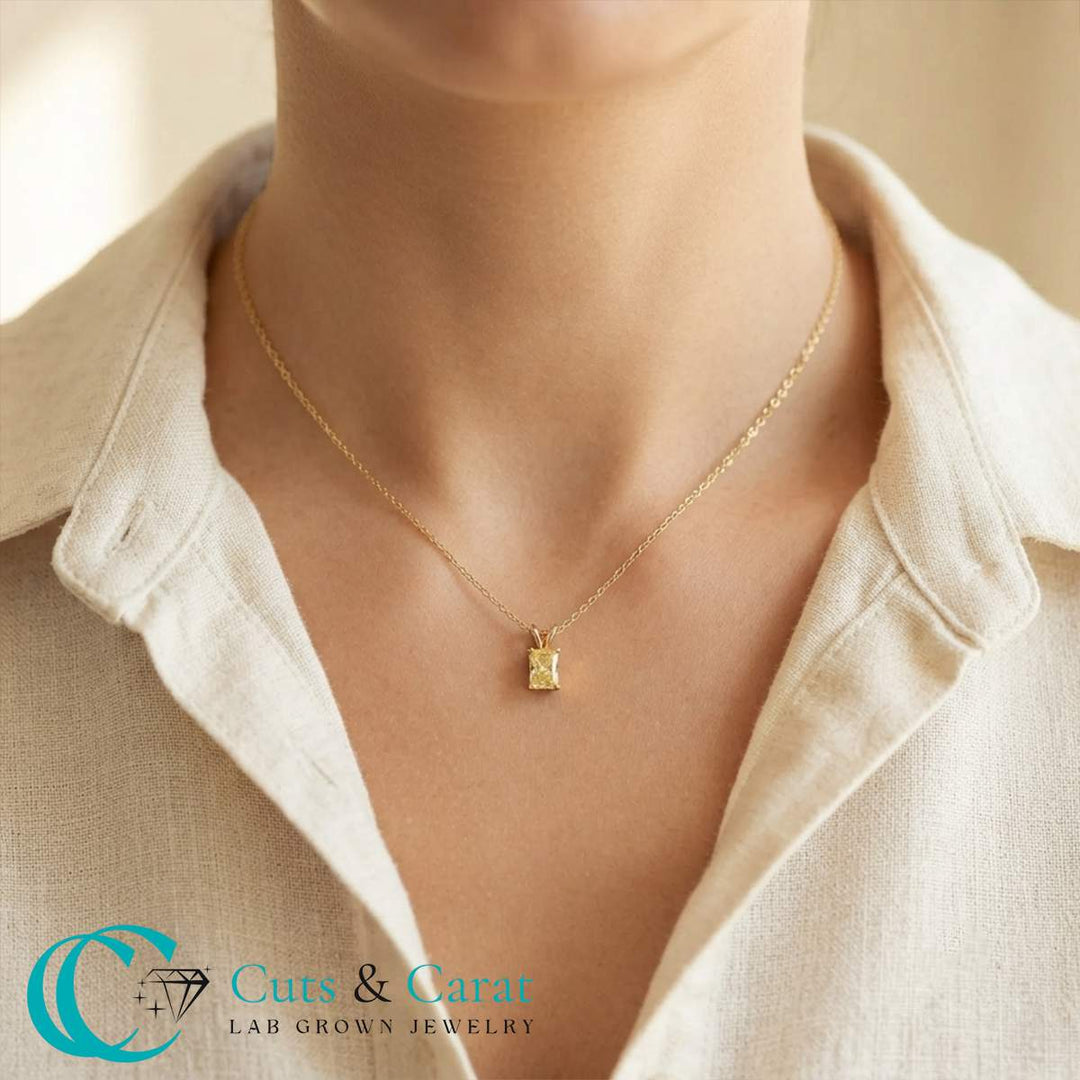 Radiant Fancy Lab Diamond Solitaire Colored Stone Pendant