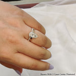 Load image into Gallery viewer, 2.30 Ct. Pear Lab Diamond Hidden Halo Ring With Half Eternity Band 14K Gold
