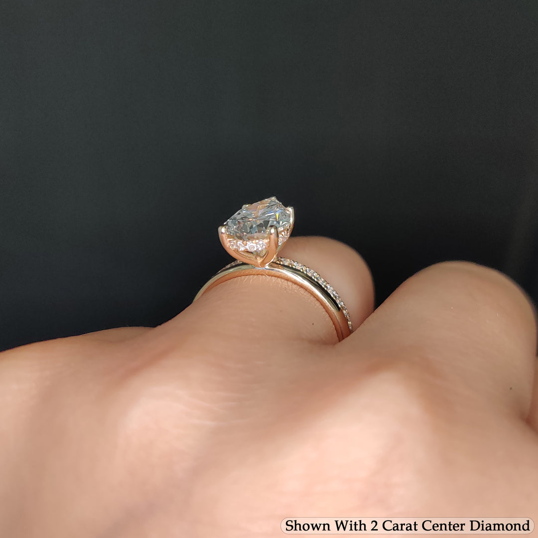2.30 Ct. Pear Lab Diamond Hidden Halo Ring With Half Eternity Band 14K Gold