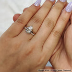 Load image into Gallery viewer, 2.30 Ct. Pear Lab Diamond Hidden Halo Ring With Half Eternity Band 14K Gold
