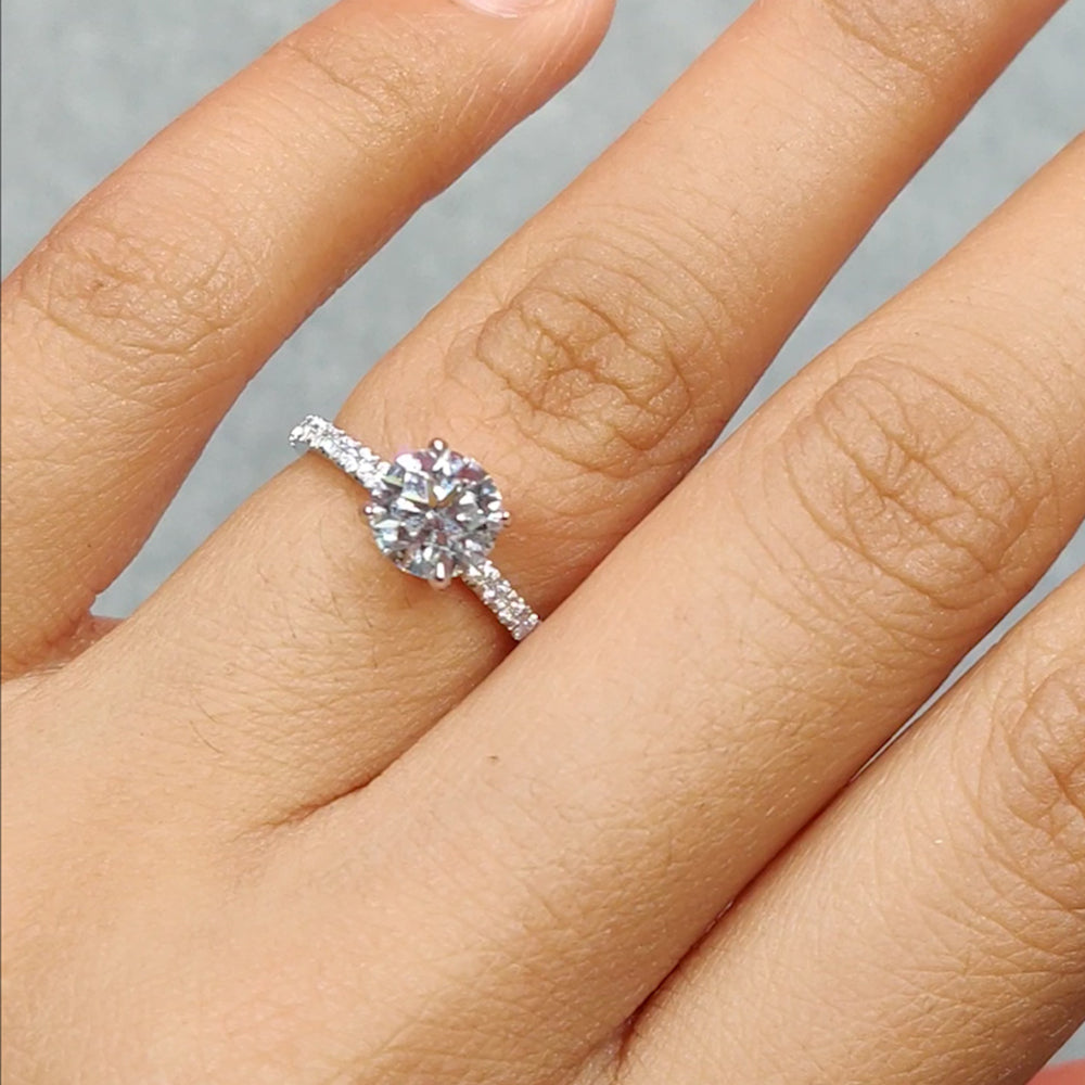 Lab diamond Petite Halo Engagement Rings 14K Gold