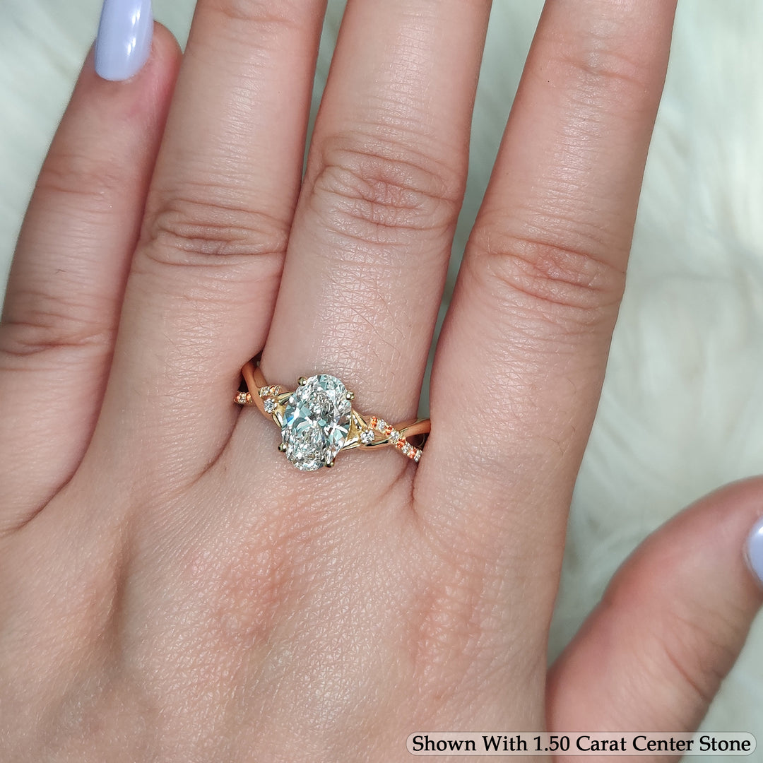 1.70 Ct. Twisting Infinity Oval Lab Diamond Engagement Ring 14K Gold