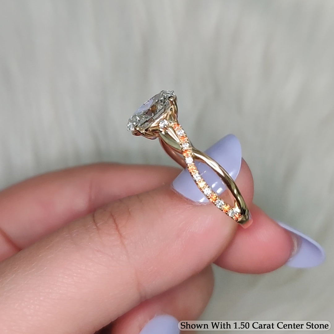 1.70 Ct. Twisting Infinity Oval Lab Diamond Engagement Ring 14K Gold