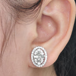 Load image into Gallery viewer, Oval Shaped Baguette Lab Diamond Stud Earrings For Women In 14K White Gold | Cuts &amp; Carat
