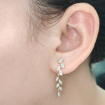 Load image into Gallery viewer, Pave Lab Diamond Leaf Drop Women Earring In 14K Yellow Gold | Cuts &amp; Carat
