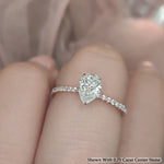Load image into Gallery viewer, 0.90 Ct. Petite Half Coverage Pear Lab Diamond Engagement Ring 14K Gold

