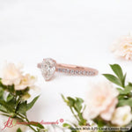 Load image into Gallery viewer, 0.90 Ct. Petite Half Coverage Pear Lab Diamond Engagement Ring 14K Gold
