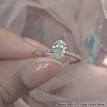 Load image into Gallery viewer, 0.90 Ct. Petite Half Coverage Pear Lab Diamond Engagement Ring 14K Gold

