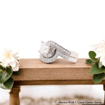 Load image into Gallery viewer, 1.42 Ct. Princess Lab Diamond Pave Swirl Bridal Set 14K Gold
