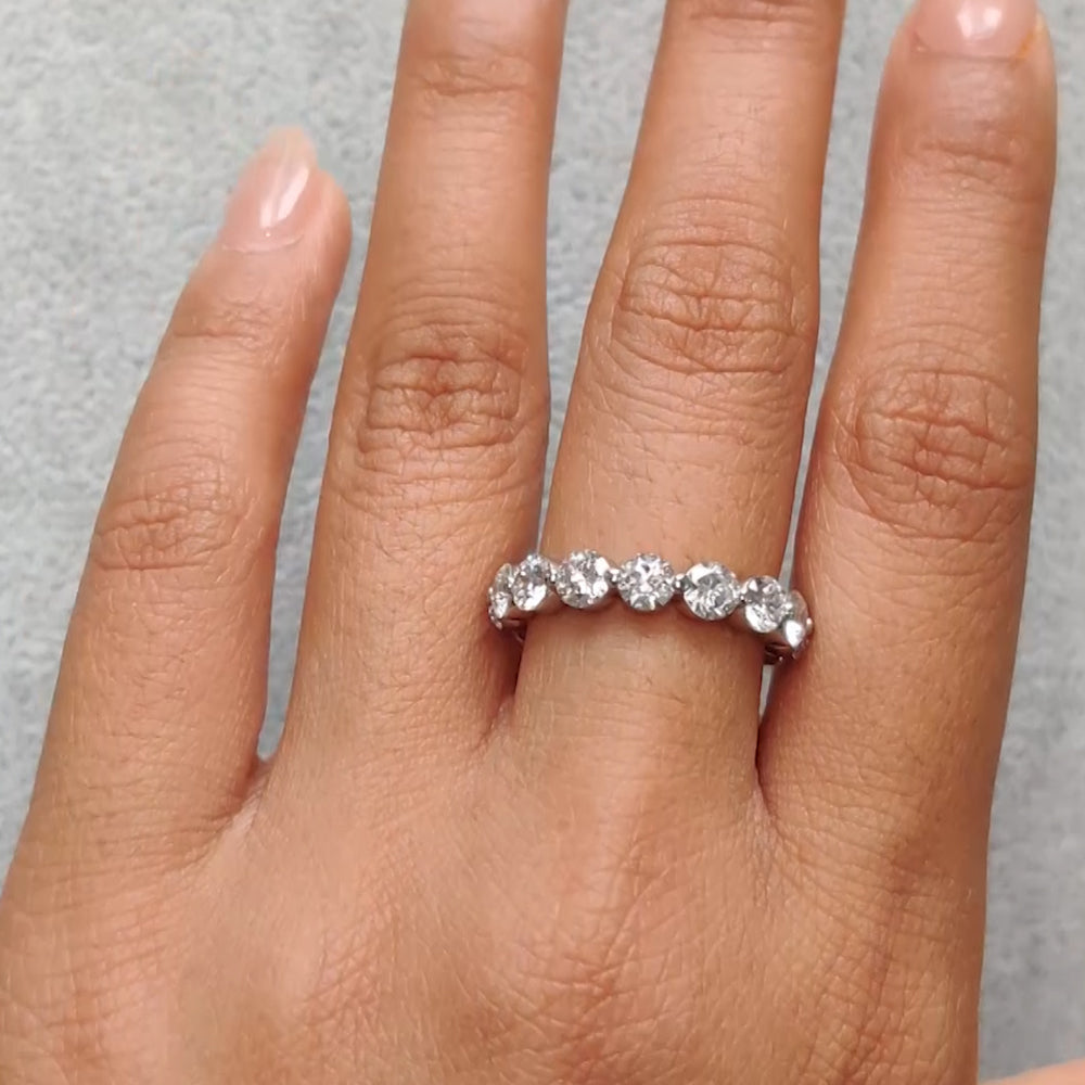 0.50 To 5 Carat Lab Diamond Single Prong Eternity Wedding Band 14K Gold