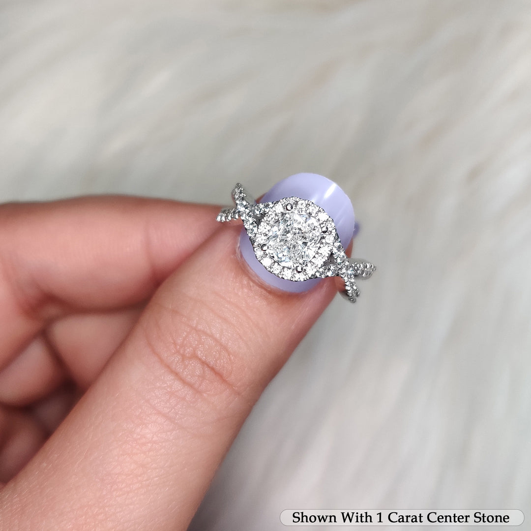 1.50 Ct. Cushion Cut Diamond Twisted Halo Ring 14K Gold