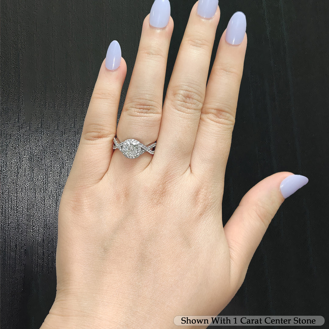 1.50 Ct. Cushion Cut Diamond Twisted Halo Ring 14K Gold