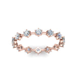 Load image into Gallery viewer, Eternity Scattered Affordable Lab Diamond Round Cut Women Band In 14K Rose Gold| Cuts &amp; Carat
