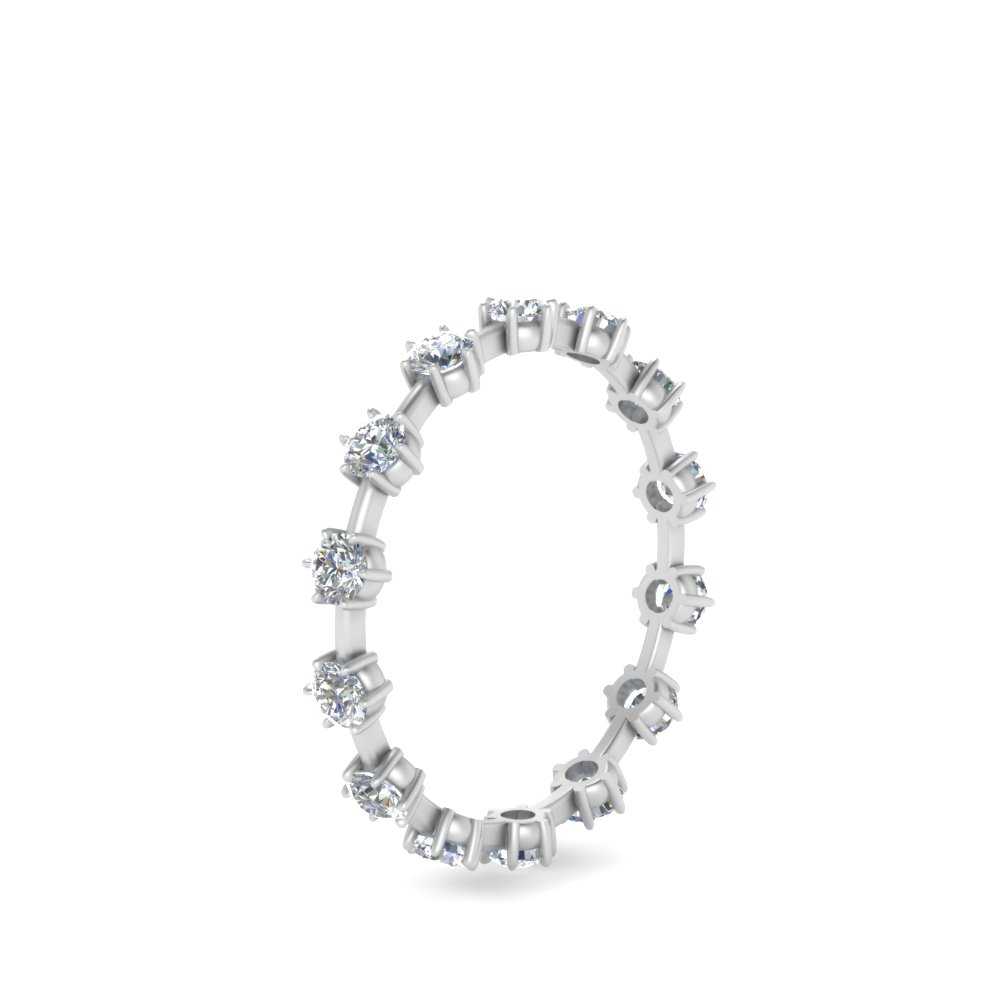 Eternity Scattered Affordable Lab Diamond Round Cut Women Band In 14K White Gold| Cuts & Carat