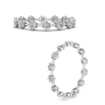 Load image into Gallery viewer, Eternity Scattered Affordable Lab Diamond Round Cut Women Band In 14K White Gold| Cuts &amp; Carat
