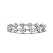 Eternity Scattered Affordable Lab Diamond Round Cut Women Band In 14K White Gold| Cuts & Carat